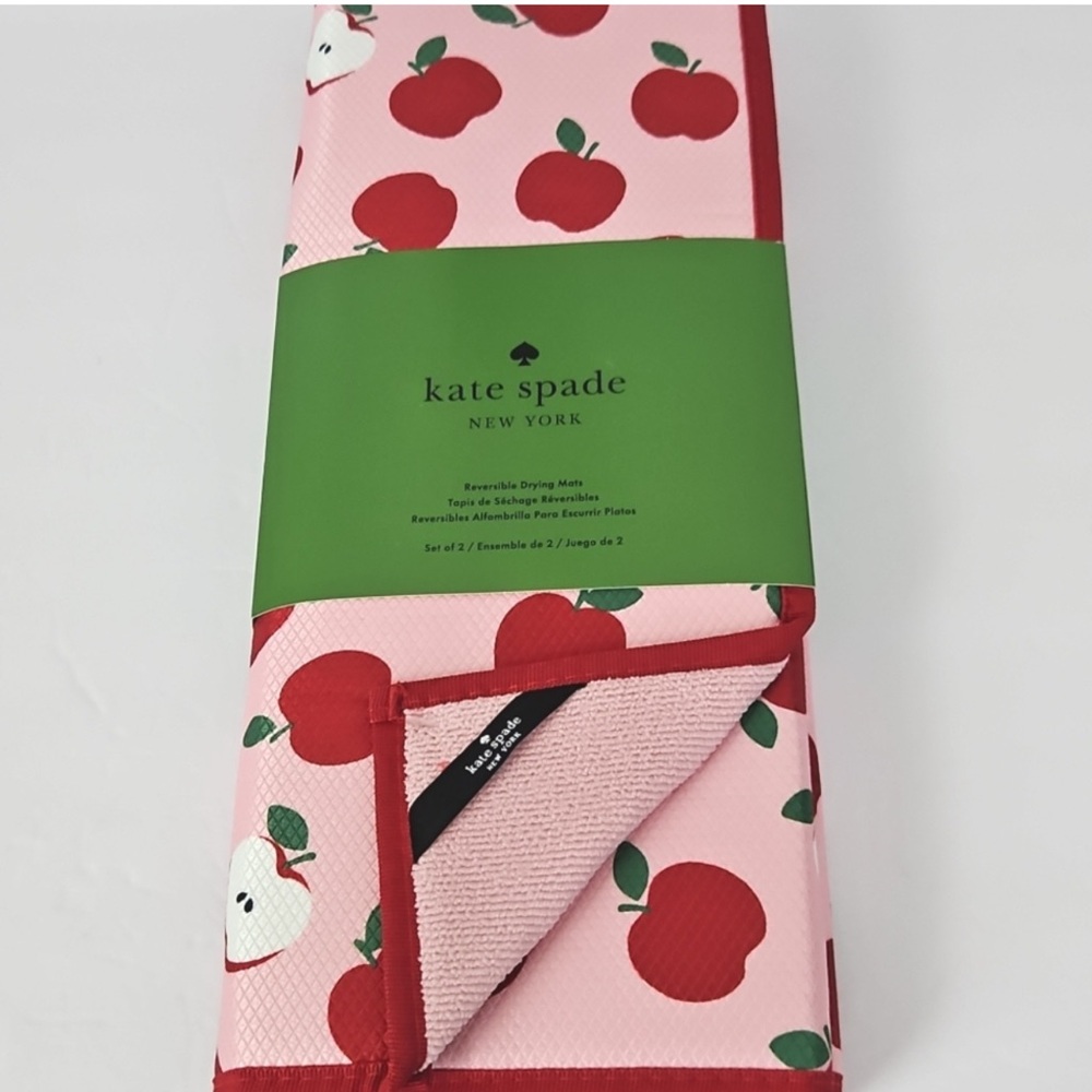 Kate Spade Apple Print Drying Mat Set. 2 mats.